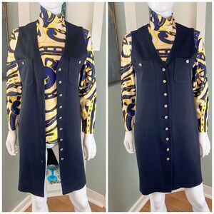 Vintage 90s Easy Pieces Black Knit Sweater Jumper Mini Dress Long Vest S Small